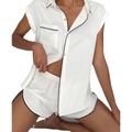 Women's white cotton pajama Short sleeve Set - PJS&ME!