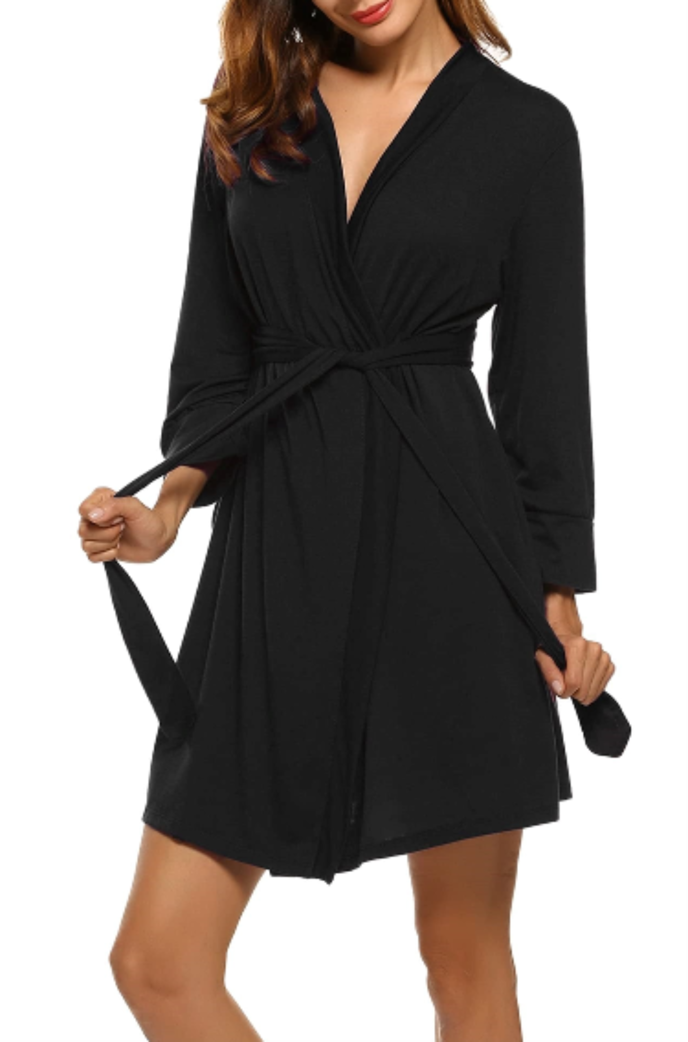 Women's black Comfortable Short Robe - PJS&ME!